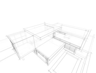 sketch of building	3d rendering