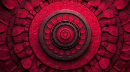 A 3D render of a red mandala design wallpaper, showcasing a 3D Diwali celebration concept