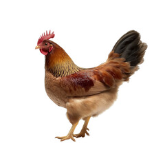 Fototapeta premium A brown chicken standing on two legs, on PNG format and transparent background