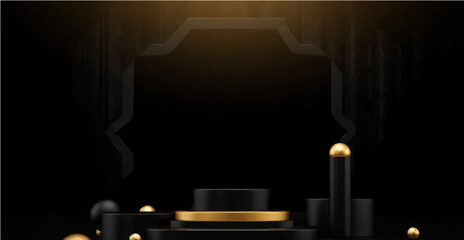 Gradient black backgrounds with golden frames