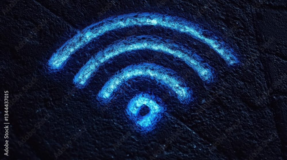 Aufkleber creative representation of wi-fi technology with repeated text illustrating the power of 5g-powered 