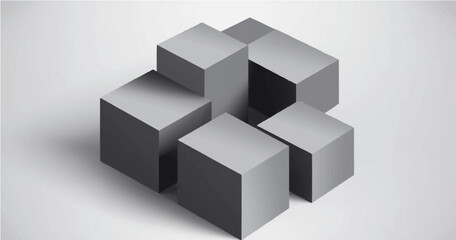Fototapeta premium Vector Abstract geometric shape from gray cubes.