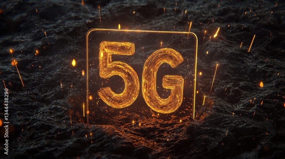 Poster bold number 50 on a black background symbolizing milestones in 5g network automation and technologic