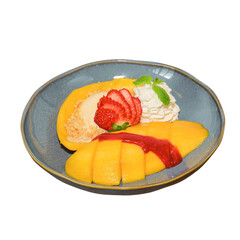 Cozy mango strawberry dessert aesthetic home kitchen photography