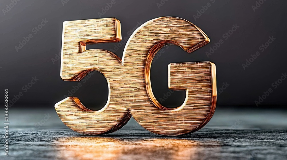 Poster striking golden number 50 symbolizing innovative 5g self-optimizing networks and future connectivity