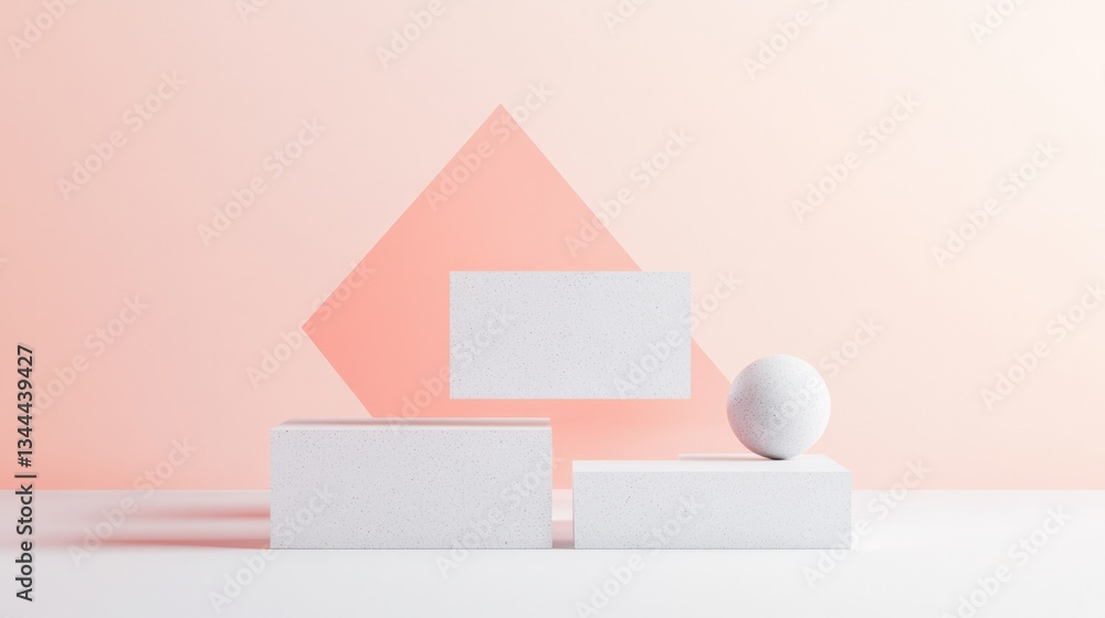 Poster capture interplay of geometric shapes and dynamic colors against blank backdrop that emphasizes cont