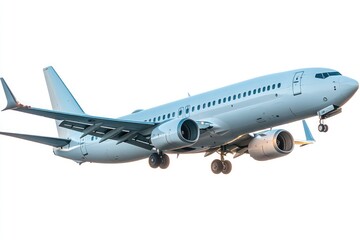 Obraz premium A large white airplane is flying in the sky