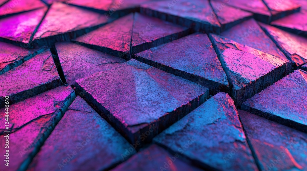 Poster the surface boasts a colorful, high-tech design with triangular pyramids and an illuminated, blue an