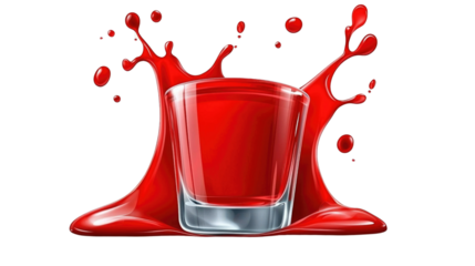 Vibrant Splash of Red Liquid in Glass with Energetic Flowing Motion and Bright Background