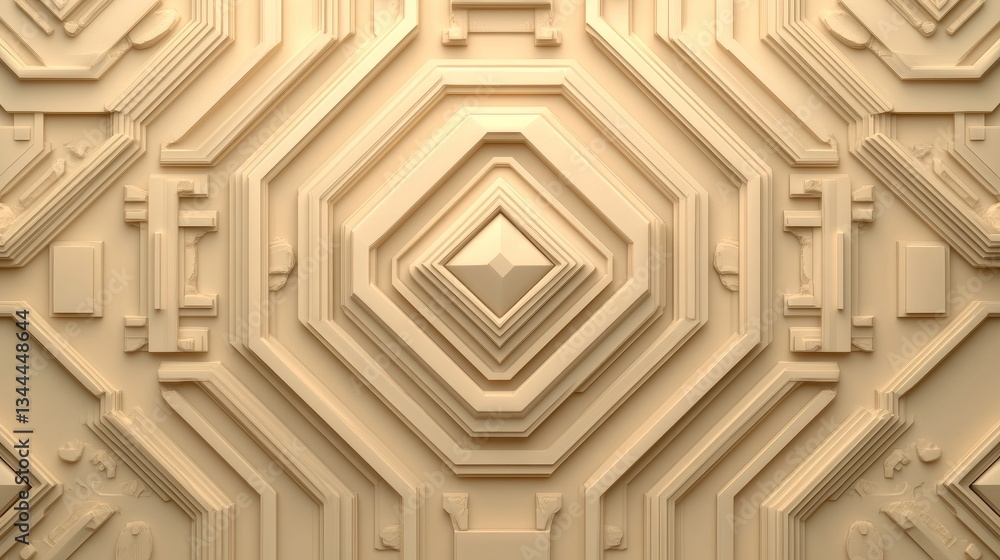 Poster three-dimensional 3d wallpaper boasting a light high tech surface with a pattern of triangular pyram