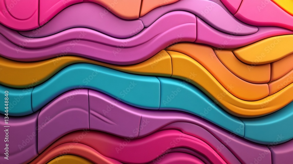Poster the background is a multicolored tech design with a 3d geometric structure, characterized by simple 