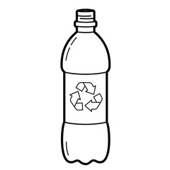 Bottle with recycle symbol. Simple outline vector illustration, isolated on white background.