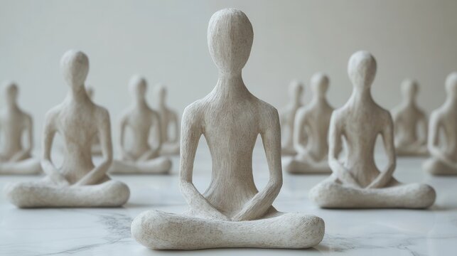 Tranquil meditation art studio white background