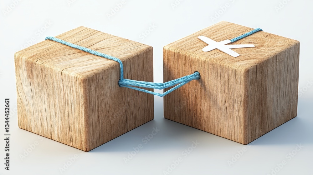 Poster the concept of flight technology is represented by an airplane symbol on a wooden block, connected t