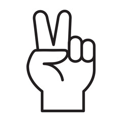Two finger icon. Number two finger hand sign. Peace symbol.