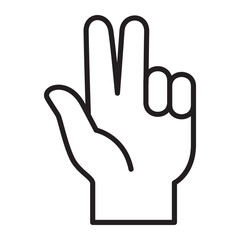 Two finger icon. Number two finger hand sign. Peace symbol.