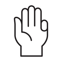 Hand four finger icon. Number four hand sign. Four finger gesture.