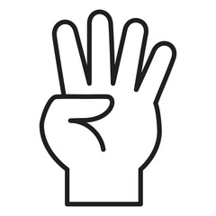 Obraz premium Hand four finger icon. Number four hand sign. Four finger gesture.