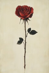 Obraz premium A romantic drawing of a single red rose.