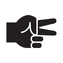 Hand with two finger pointing icon. Two finger pointing gesture. 