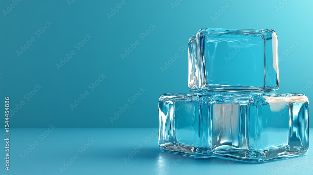 Poster the image features a futuristic tech concept with acrylic shapes positioned on a blue surface, compl