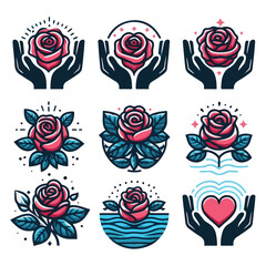 Elegant Rose Designs Floral Icons and Symbols