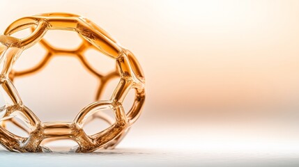 Amber glass sphere, intricate design, soft light background.