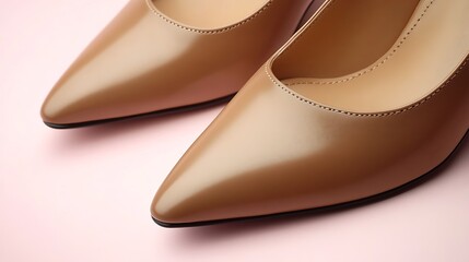 Tan heels on pink, elegant footwear for events
