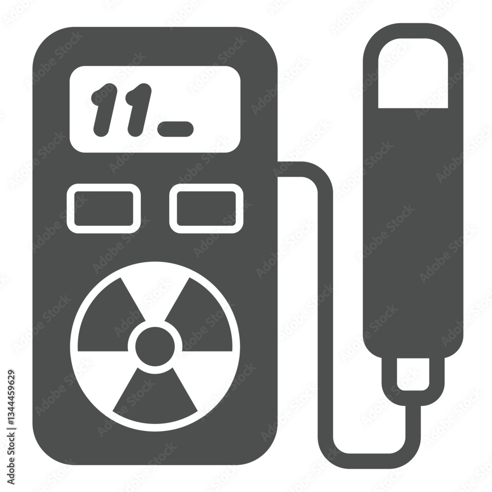Poster geiger counter tool solid icon, atomic energy concept. vector graphics. device to measure radioactiv
