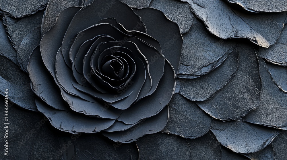 Aufkleber undulating black lines in 3d create a dark abstract background with a copy space in the 3d render