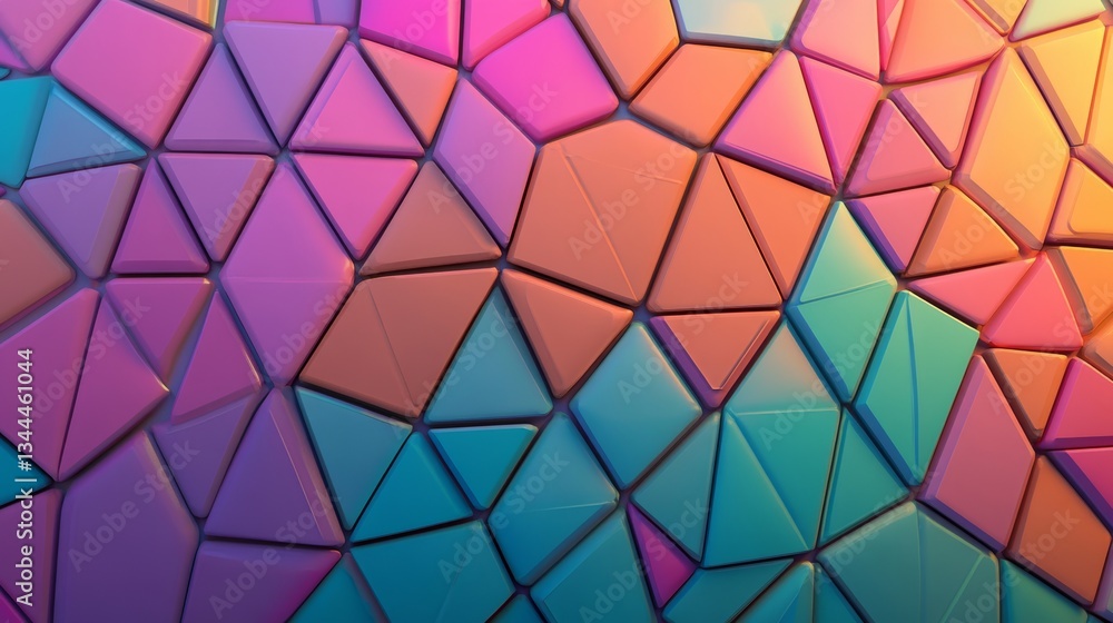 Poster the image presents a 3d render of a pastel-colored tech background, incorporating a geometric 3d str