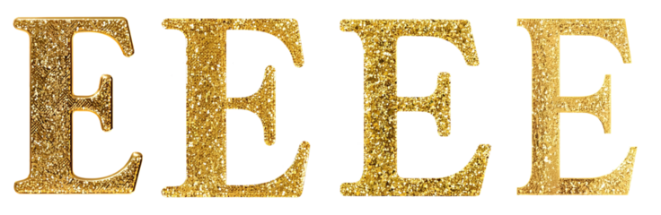 E gold glitter letter e png clipart cutout transparent isolated