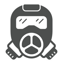 Protective gas mask with filter solid icon, air pollution concept. Vector graphics. Chemistry mask sign on white background, glyph style icon for mobile or web design.