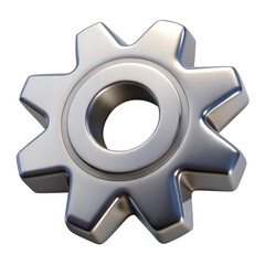 3d silver gear icon isolated on transparent background