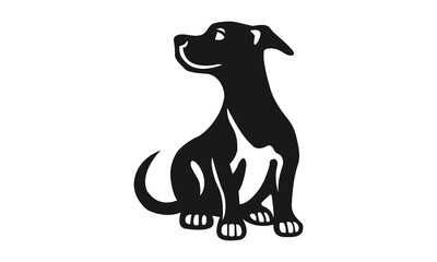 Dog logo template. Black and white silhouette of a dog. Symbol of loyalty, strength and protection