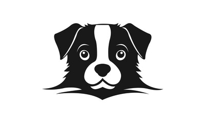 Dog logo template. Black and white silhouette of a dog. Symbol of loyalty, strength and protection