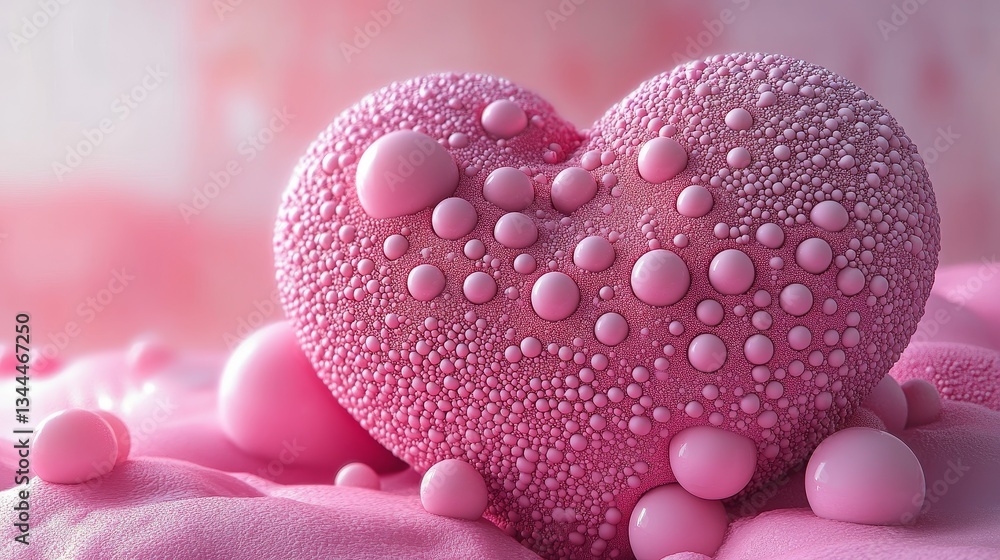 Poster the image features a heart formed by balloons in various colors and patterns, such as pink, polka do