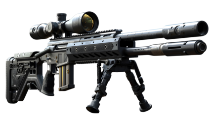 Modern Tactical Sniper Rifle with Scope and Bipod Attachment
