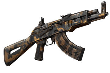 Detailed Illustration of Modern Assault Rifle with Camouflage Design