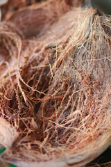 coconut fiber that has dried under the sun