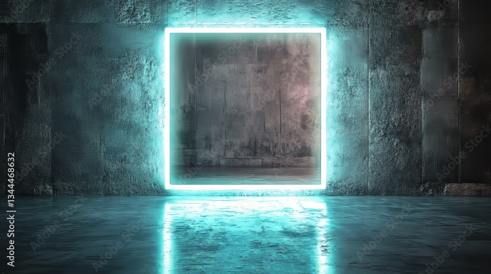 Poster the background is comprised of a minimalist tech design, including an extruded square and white illu