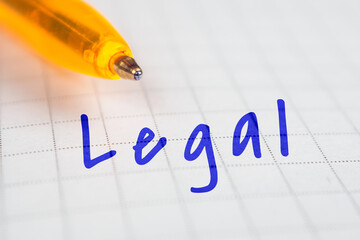 legal text notebook pen background