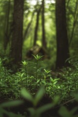 Obraz premium Forest floor sprouts, a tranquil scene.
