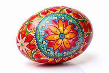 Vibrant Colorful Easter Egg Isolated on White Background - Perfect for Spring Holiday Designs