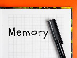 memory title inscription on notepad page colored background