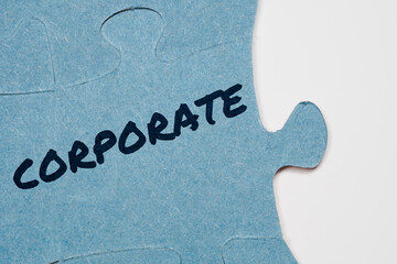 corporate text on puzzle pieces