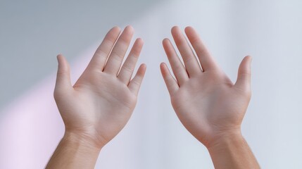 Two outstretched hands against a light background