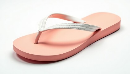 Fototapeta premium Single white flip-flop isolated on white background , simple, summertime