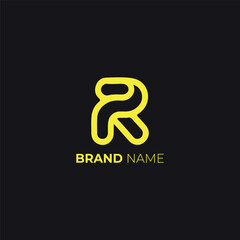 Modern Yellow Letter R Logo on Black Background