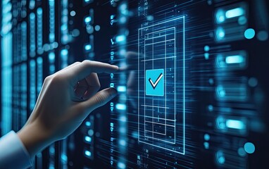 Digital approval on a futuristic interface